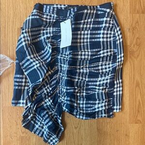 Navy Plaid Skirt Zara